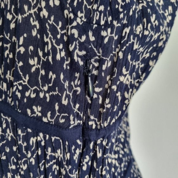 Ulla Johnson Malena Blue Floral Cotton Print 3/4 Sleeve Midi Dress Size 10 - Picture 5 of 9